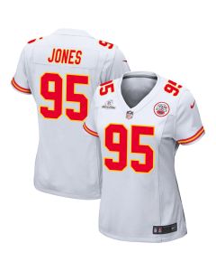 Chris Jones 95 Kansas City Chiefs Super Bowl LVIII Patch Game Women Jersey – White