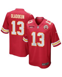 Chris Oladokun 13 Kansas City Chiefs AFC Champions Patch Game Men Jersey – Red