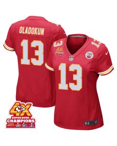 Chris Oladokun 13 Kansas City Chiefs Super Bowl LVIII Champions 4X Game Women Jersey – Red