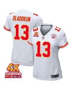 Chris Oladokun 13 Kansas City Chiefs Super Bowl LVIII Champions 4X Game Women Jersey – White