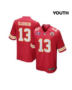 Chris Oladokun 13 Kansas City Chiefs Super Bowl LVIII Patch Game YOUTH Jersey – Red