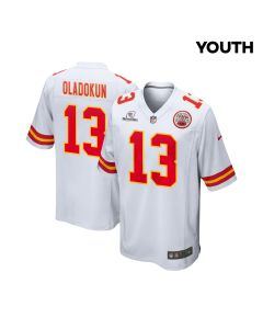 Chris Oladokun 13 Kansas City Chiefs Super Bowl LVIII Patch Game YOUTH Jersey – White