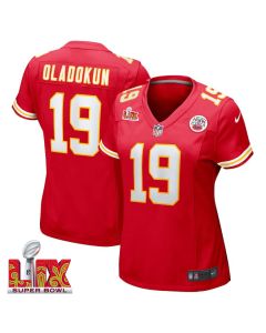 Chris Oladokun #19 Kansas City Chiefs Super Bowl LIX Women’s Jersey – Red