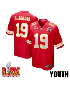 Chris Oladokun #19 Kansas City Chiefs Super Bowl LIX YOUTH Jersey – Red