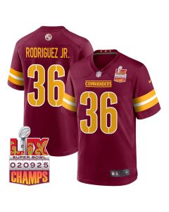 Chris Rodriguez Jr. 36 Washington Commanders Super Bowl LIX Champions Patch Game Men Jersey – Burgundy