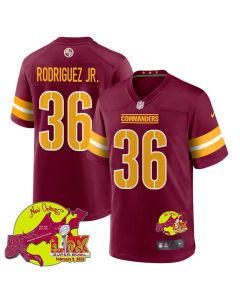 Chris Rodriguez Jr. 36 Washington Commanders Super Bowl LIX New Orleans Patch Game Men Jersey – Burgundy