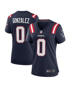 Christian Gonzalez 0 New England Patriots Women’s Team Game Jersey – Navy
