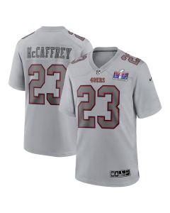 Christian McCaffrey 23 San Francisco 49ers Super Bowl LVIII Atmosphere Fashion Game Men Jersey – Gray