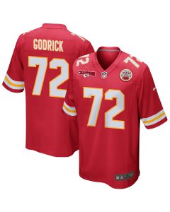 Chukwuebuka Godrick 72 Kansas City Chiefs AFC Champions Patch Game Men Jersey – Red