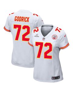 Chukwuebuka Godrick 72 Kansas City Chiefs Super Bowl LVIII Patch Game Women Jersey – White