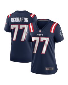 Chukwuma Okorafor 77 New England Patriots Women’s Team Game Jersey – Navy
