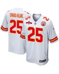 Clyde Edwards-Helaire 25 Kansas City Chiefs AFC Champions Patch Game Men Jersey – White