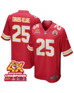 Clyde Edwards-Helaire 25 Kansas City Chiefs Super Bowl LVIII Champions 4X Game Men Jersey – Red