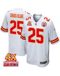 Clyde Edwards-Helaire 25 Kansas City Chiefs Super Bowl LVIII Champions 4X Game Men Jersey – White