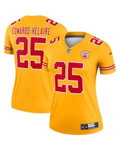 Clyde Edwards-Helaire 25 Kansas City Chiefs Women Inverted Legend Jersey – Gold