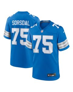 Colby Sorsdal 75 Detroit Lions Team Game Men Jersey – Blue