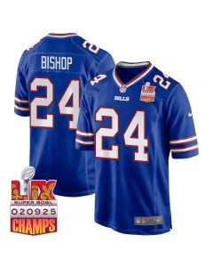 Cole Bishop 24 Buffalo Bills Super Bowl LIX Champions Patch Game Men Jersey – Royal