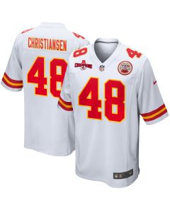 Cole Christiansen 48 Kansas City Chiefs AFC Champions Patch Game Men Jersey – White