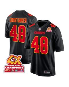 Cole Christiansen 48 Kansas City Chiefs Super Bowl LVIII Champions 4X Fashion Game Men Jersey – Carbon Black