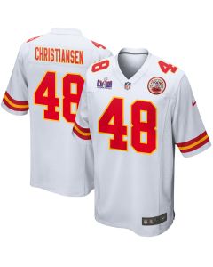 Cole Christiansen 48 Kansas City Chiefs Super Bowl LVIII Patch Game Men Jersey – White