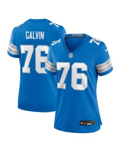 Connor Galvin 76 Detroit Lions Women’s Team Game Jersey – Blue