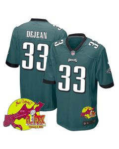 Cooper DeJean 33 Philadelphia Eagles Super Bowl LIX New Orleans Patch Game Men Jersey – Midnight Green