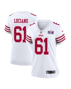 Corey Luciano 61 San Francisco 49ers Super Bowl LVIII Patch Game Women Jersey – White