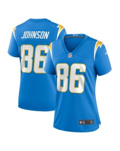 Cornelius Johnson 86 Los Angeles Chargers Women’s Game Jersey – Powder Blue