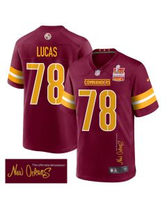 Cornelius Lucas 78 Washington Commanders Super Bowl LIX Champions Patch ‘New Orleans – The Ultimate Showdown’ EMBROIDERED Game Men Jersey – Burgundy