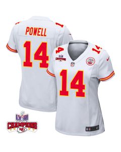 Cornell Powell 14 Kansas City Chiefs Super Bowl LVIII Champions 4 Stars Patch Game Women Jersey – White