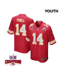 Cornell Powell 14 Kansas City Chiefs Super Bowl LVIII Champions 4 Stars Patch Game YOUTH Jersey – Red