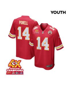 Cornell Powell 14 Kansas City Chiefs Super Bowl LVIII Champions 4X Game YOUTH Jersey – Red