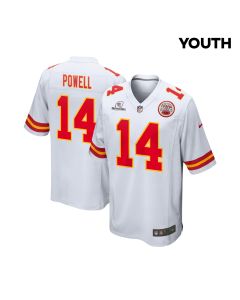 Cornell Powell 14 Kansas City Chiefs Super Bowl LVIII Patch Game YOUTH Jersey – White