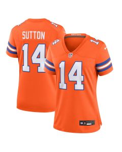 Courtland Sutton 14 Denver Broncos Women’s Mile High Collection 1977 Throwback Player Game Jersey – Orange