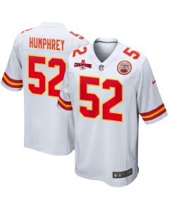 Creed Humphrey 52 Kansas City Chiefs AFC Champions Patch Game Men Jersey – White