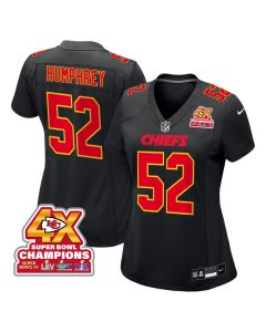 Creed Humphrey 52 Kansas City Chiefs Super Bowl LVIII Champions 4X Fashion Game Women Jersey – Carbon Black