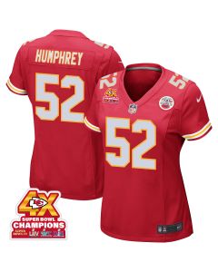 Creed Humphrey 52 Kansas City Chiefs Super Bowl LVIII Champions 4X Game Women Jersey – Red