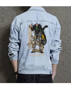 Crocodile Jean Jacket for Men – Gift for Teen Boys – Back-to-school Gift - Light Blue - Main View
