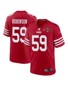 Curtis Robinson 59 San Francisco 49ers NFC Champions Patch Game Men Jersey – Scarlet