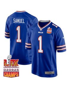 Curtis Samuel 1 Buffalo Bills Super Bowl LIX Champions Patch Game Men Jersey – Royal