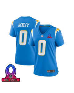 Daiyan Henley 0 Los Angeles Chargers 2025 Pro Bowl Patch Women Game Jersey – Powder Blue