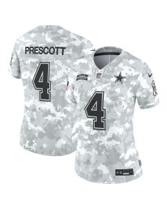 Dak Prescott 4 Dallas Cowboys Women’s 2024 Salute to Service Limited Jersey – Arctic Camo