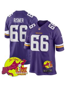 Dalton Risner 66 Minnesota Vikings Super Bowl LIX New Orleans Patch Game Men Jersey – Purple