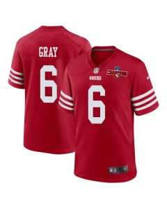 Danny Gray 6 San Francisco 49ers NFC Champions Patch Game Men Jersey – Scarlet