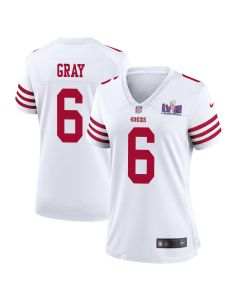 Danny Gray 6 San Francisco 49ers Super Bowl LVIII Patch Game Women Jersey – White