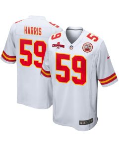 Darius Harris 59 Kansas City Chiefs AFC Champions Patch Game Men Jersey – White