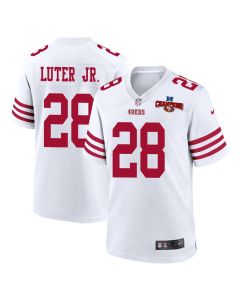 Darrell Luter Jr. 28 San Francisco 49ers NFC Champions Patch Game Men Jersey – White