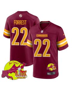 Darrick Forrest 22 Washington Commanders Super Bowl LIX New Orleans Patch Game Men Jersey – Burgundy