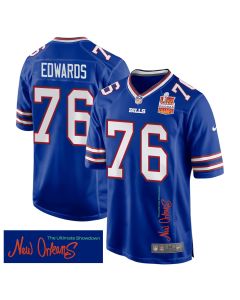 David Edwards 76 Buffalo Bills Super Bowl LIX Champions Patch ‘New Orleans – The Ultimate Showdown’ EMBROIDERED Game Men Jersey – Royal