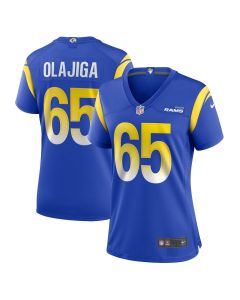David Olajiga 65 Los Angeles Rams Women’s Game Jersey – Royal